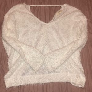 Furry white sweater